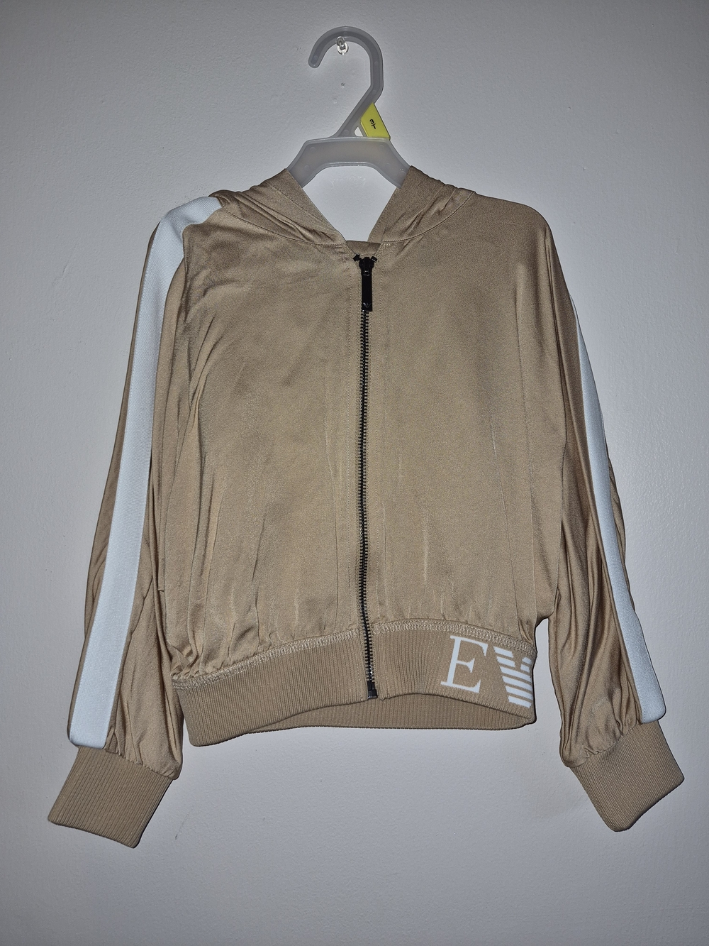Emporio Armani Beige Hooded Bomber Jacket